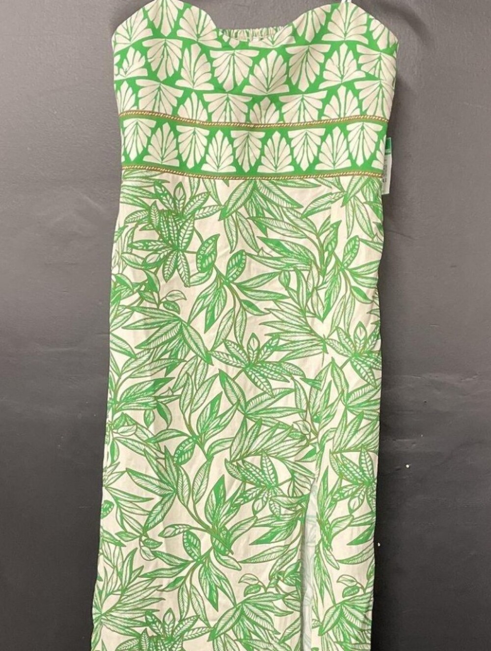 Zara Cream and Green Leaf-Print Fabric